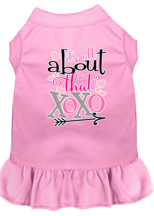 All about the XOXO Screen Print Dog Dress Light Pink Med